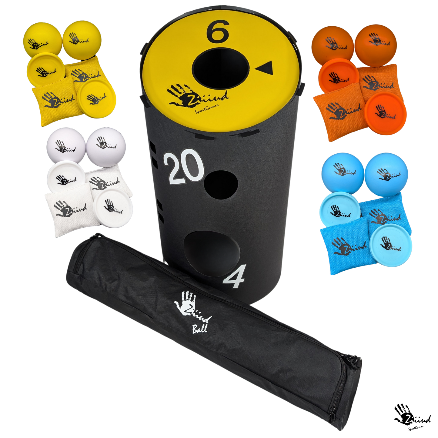 Ziiiud Ball Gelb Weiss Orange Blau Superset Wurfspiel Sportspiel Familienspiel